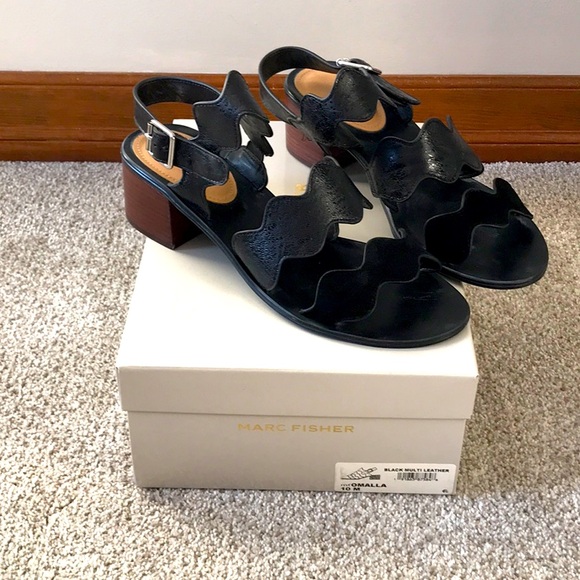 Shoes - Marc Fisher Black Leather Sandals